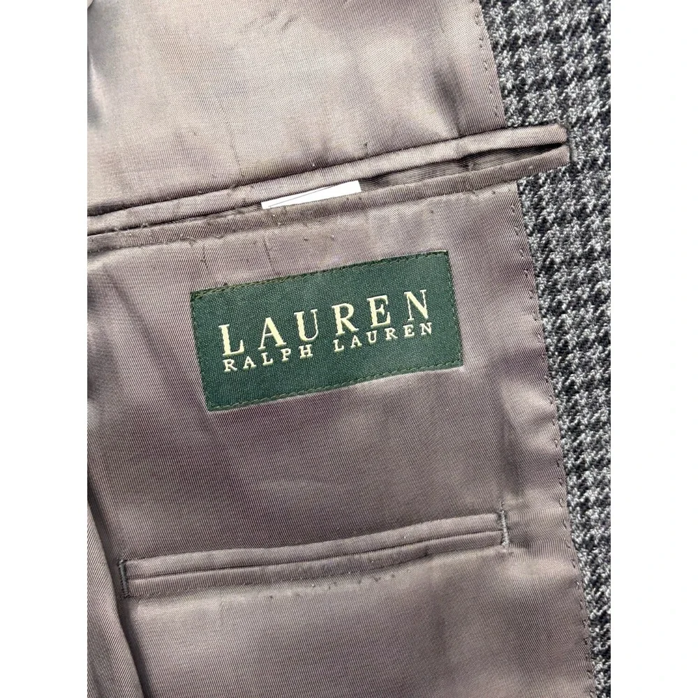 Ralph Lauren 40R‎ Gray Houndstooth Blazer Jacket Sport Suit Coat Flannel Wool